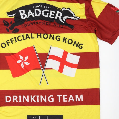 Alska Mens Yellow Striped   Polo Size 3XL  - Drinking Team