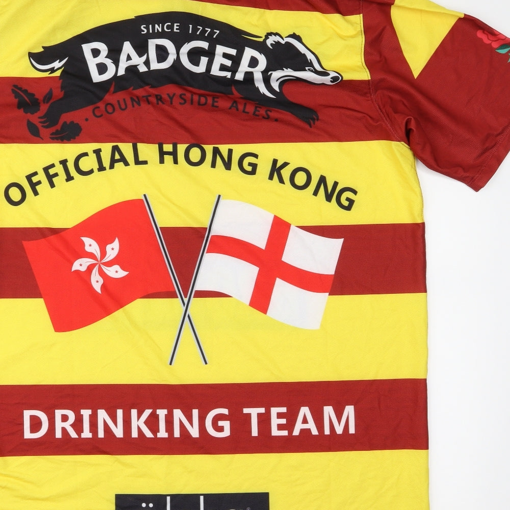 Alska Mens Yellow Striped   Polo Size 3XL  - Drinking Team