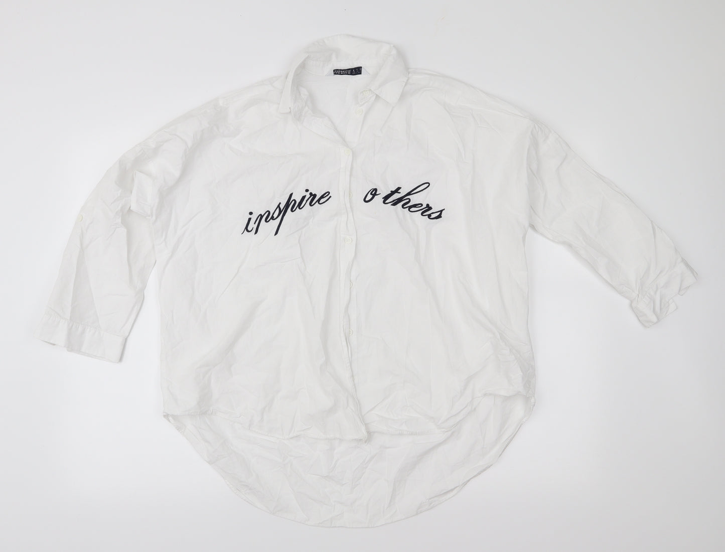 Zara Womens White   Basic Button-Up Size S  - Inspire Others