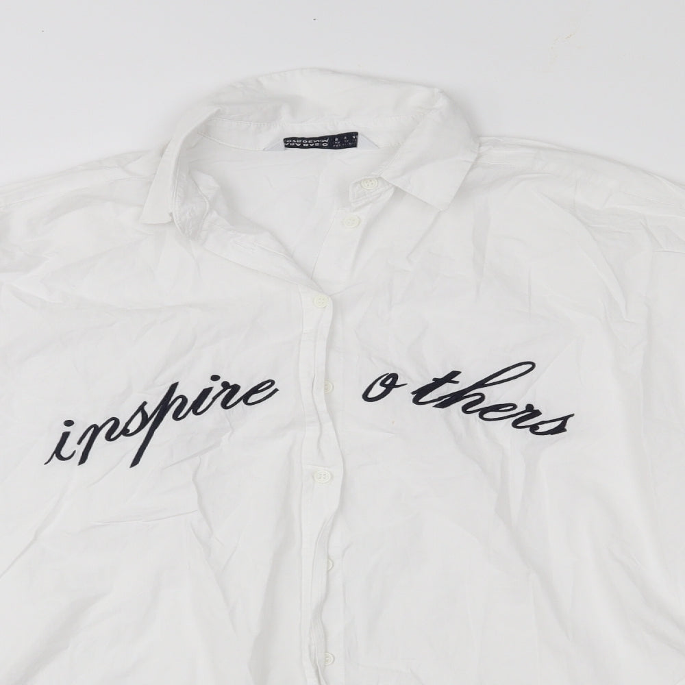 Zara Womens White   Basic Button-Up Size S  - Inspire Others