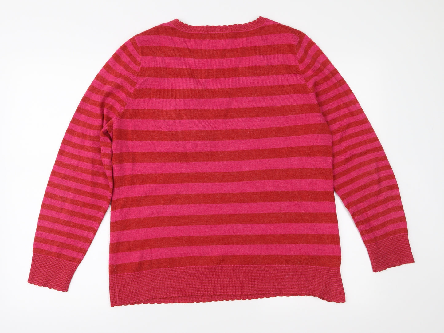 Per Una Womens Pink Striped Knit Pullover Jumper Size 18