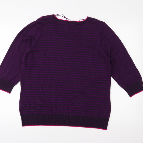 Per Una Womens Purple Striped Knit Pullover Jumper Size 18