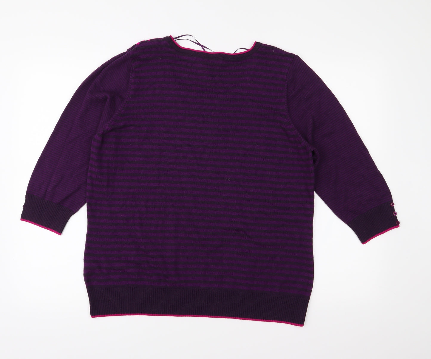 Per Una Womens Purple Striped Knit Pullover Jumper Size 18