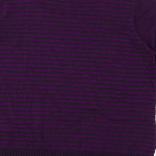 Per Una Womens Purple Striped Knit Pullover Jumper Size 18