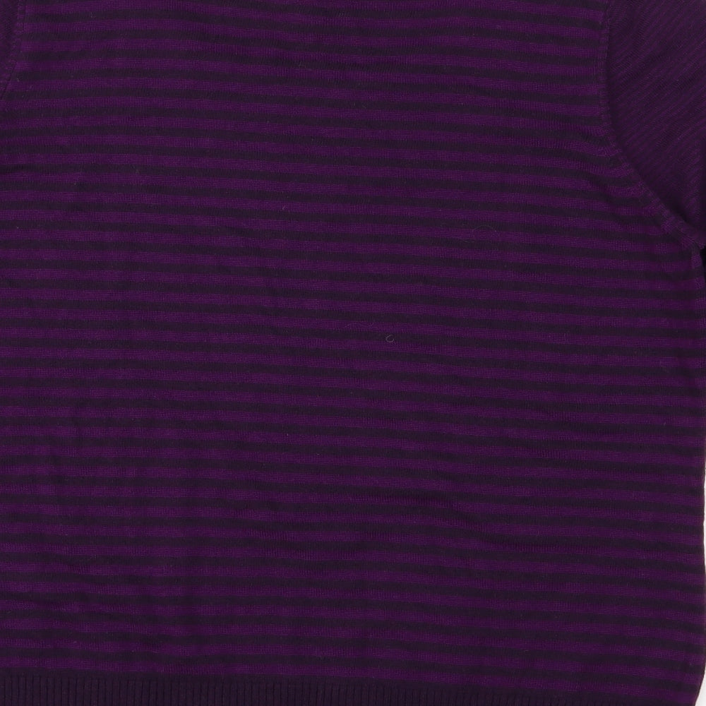 Per Una Womens Purple Striped Knit Pullover Jumper Size 18