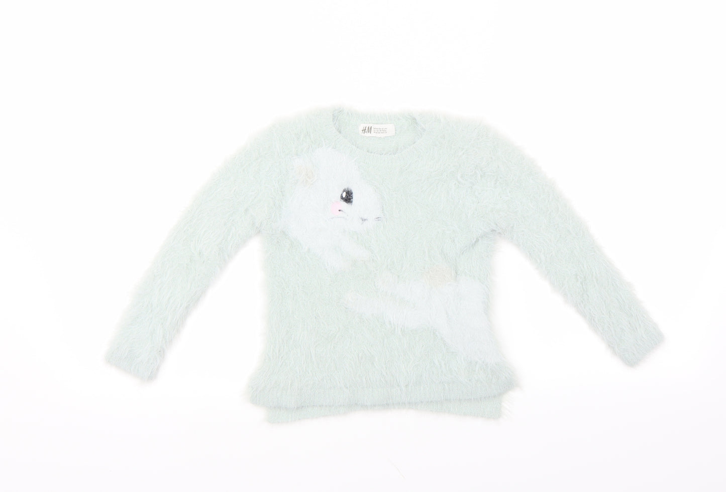 H&M Girls Green   Pullover Jumper Size 2-3 Years