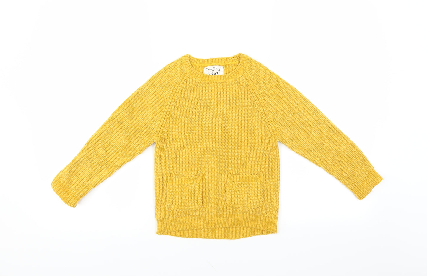 F&F Girls Yellow   Pullover Jumper Size 5-6 Years