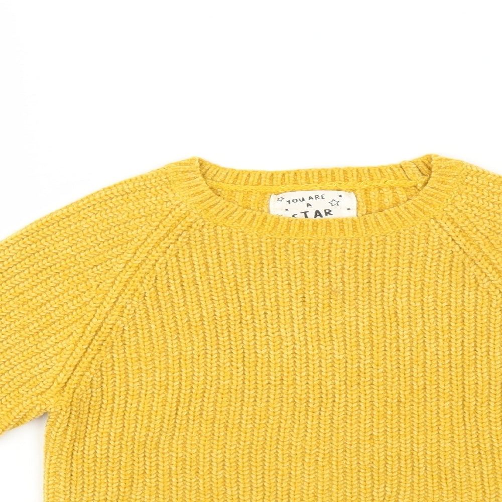 F&F Girls Yellow   Pullover Jumper Size 5-6 Years