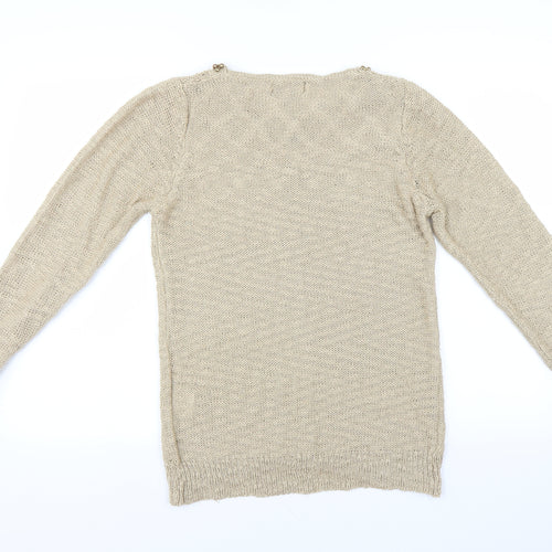 Simon Jefferey Womens Beige   Pullover Jumper Size M