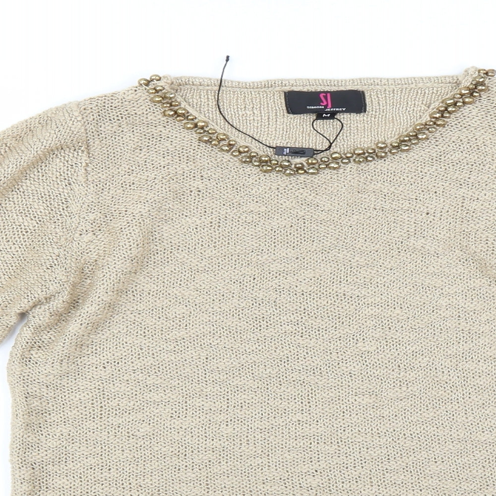 Simon Jefferey Womens Beige   Pullover Jumper Size M