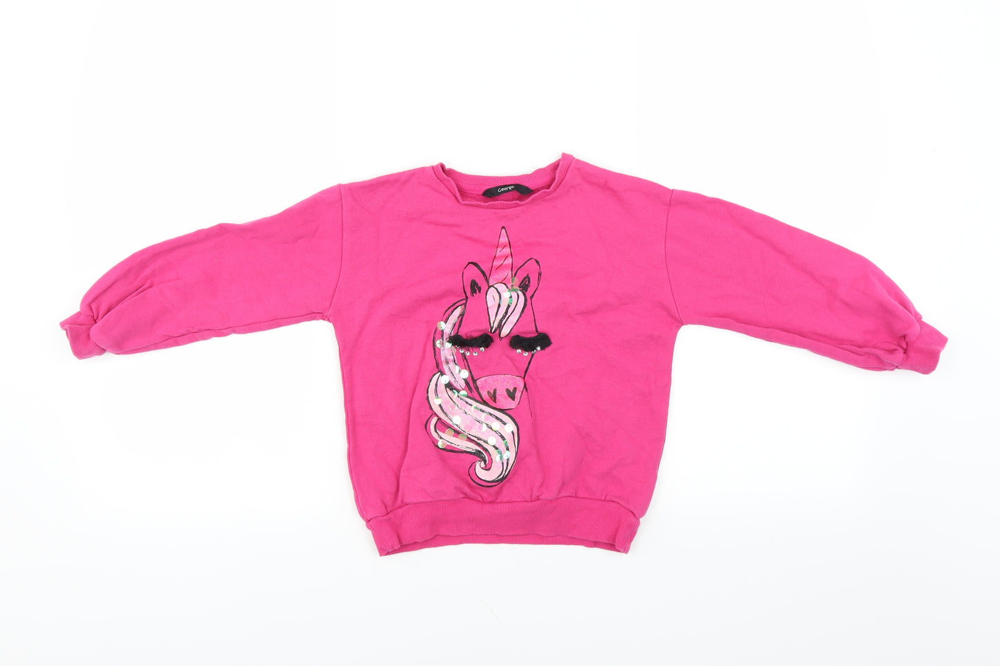 George Girls Pink   Pullover Sweatshirt Size 7-8 Years  - unicorn