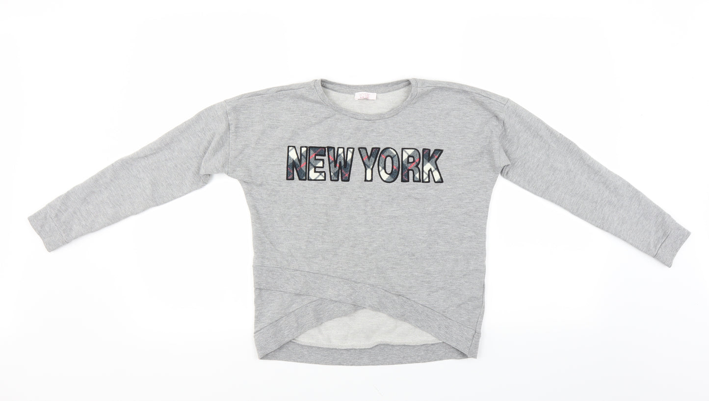 M&Co Girls Grey   Pullover Sweatshirt Size 9-10 Years  - new York
