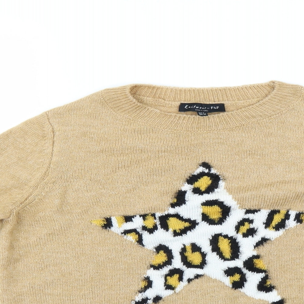 F&F Womens Brown   Pullover Jumper Size 6  - star