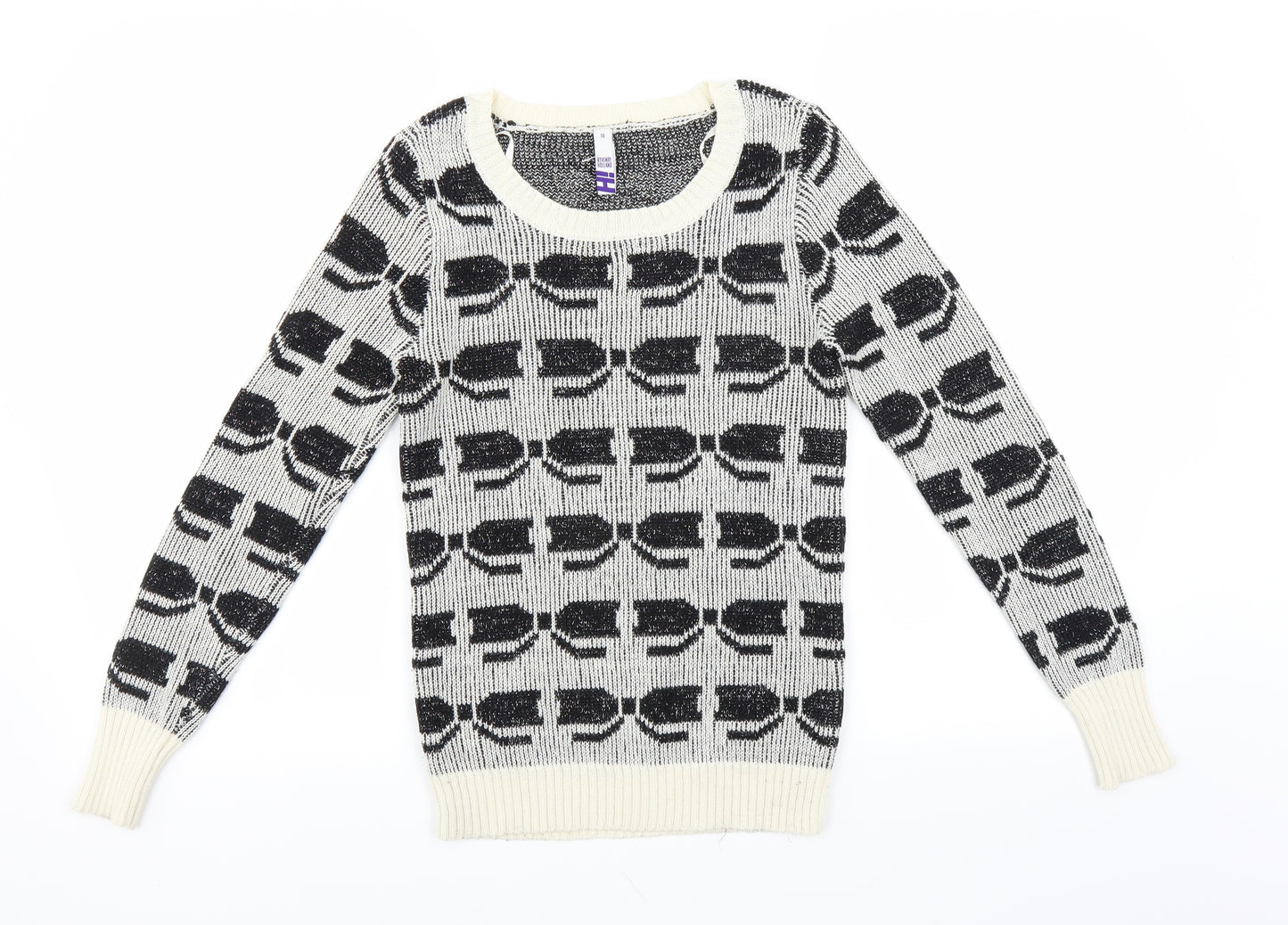 Debenhams Womens Black Geometric  Pullover Jumper Size 10