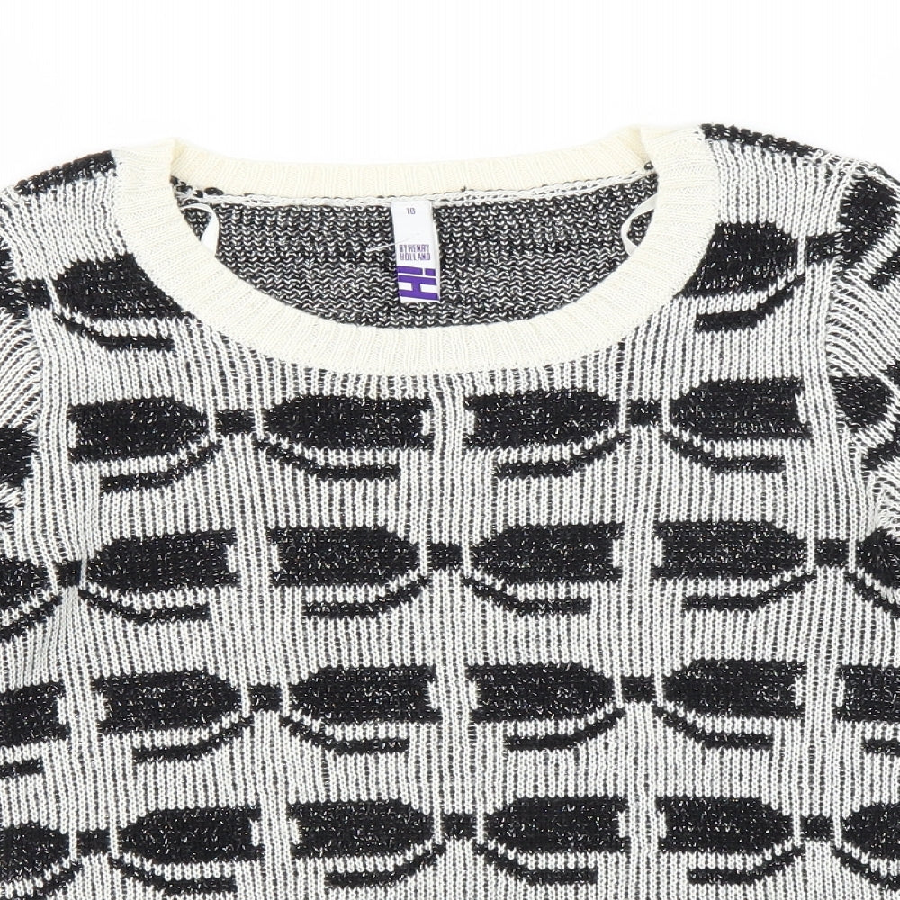 Debenhams Womens Black Geometric  Pullover Jumper Size 10