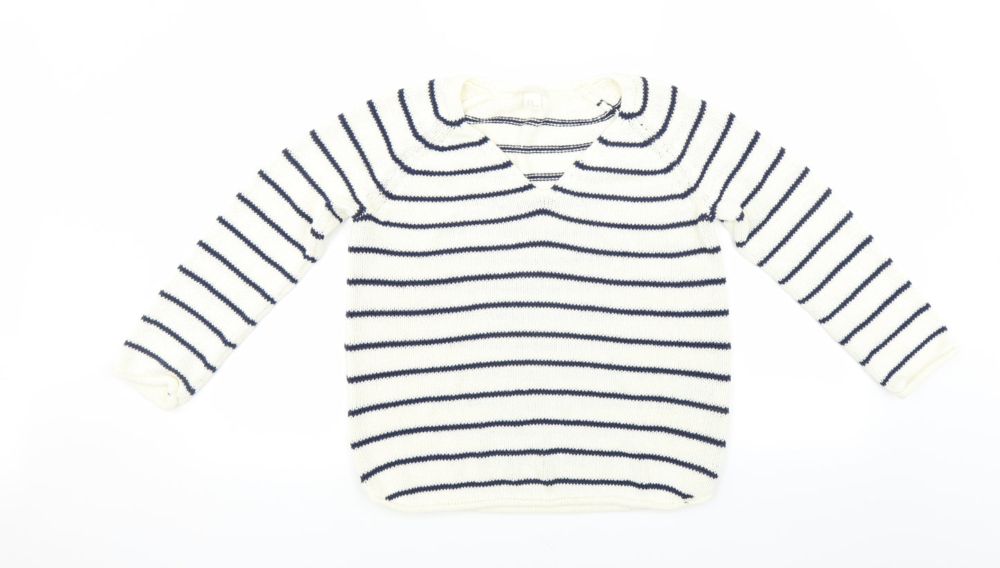H&M Womens Ivory Striped  Pullover Jumper Size M