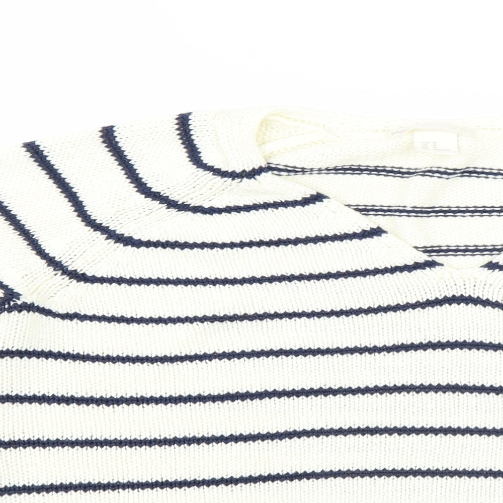H&M Womens Ivory Striped  Pullover Jumper Size M
