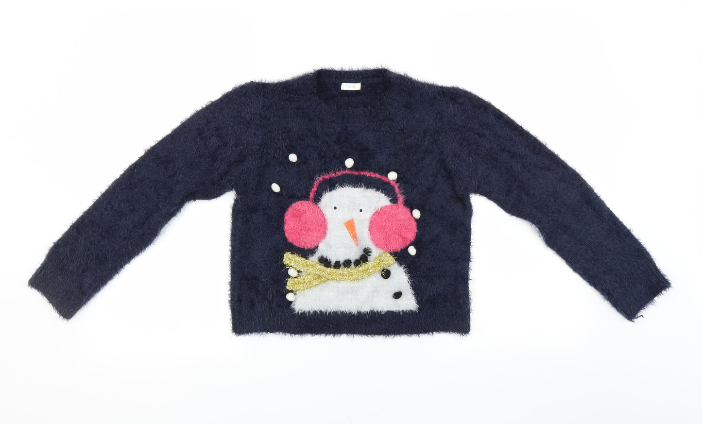 NEXT Girls Blue   Pullover Jumper Size 10 Years  - Christmas Snowman