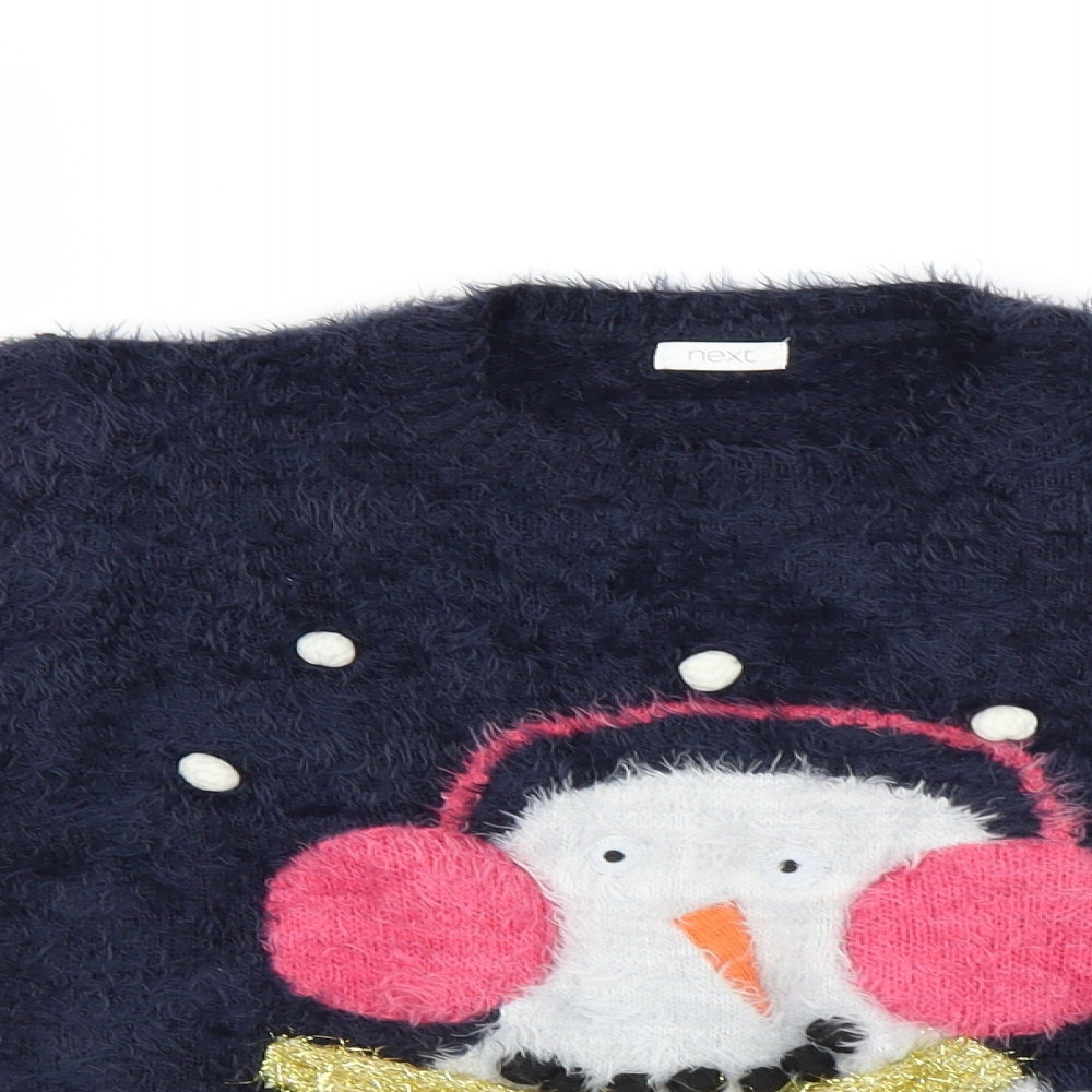 NEXT Girls Blue   Pullover Jumper Size 10 Years  - Christmas Snowman
