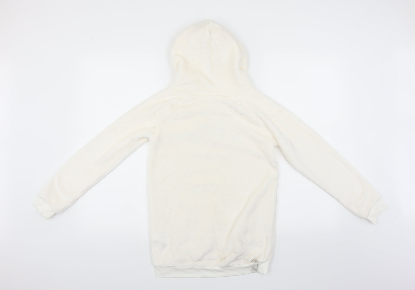 H&M Girls White   Pullover Hoodie Size 8-9 Years  - unicorn