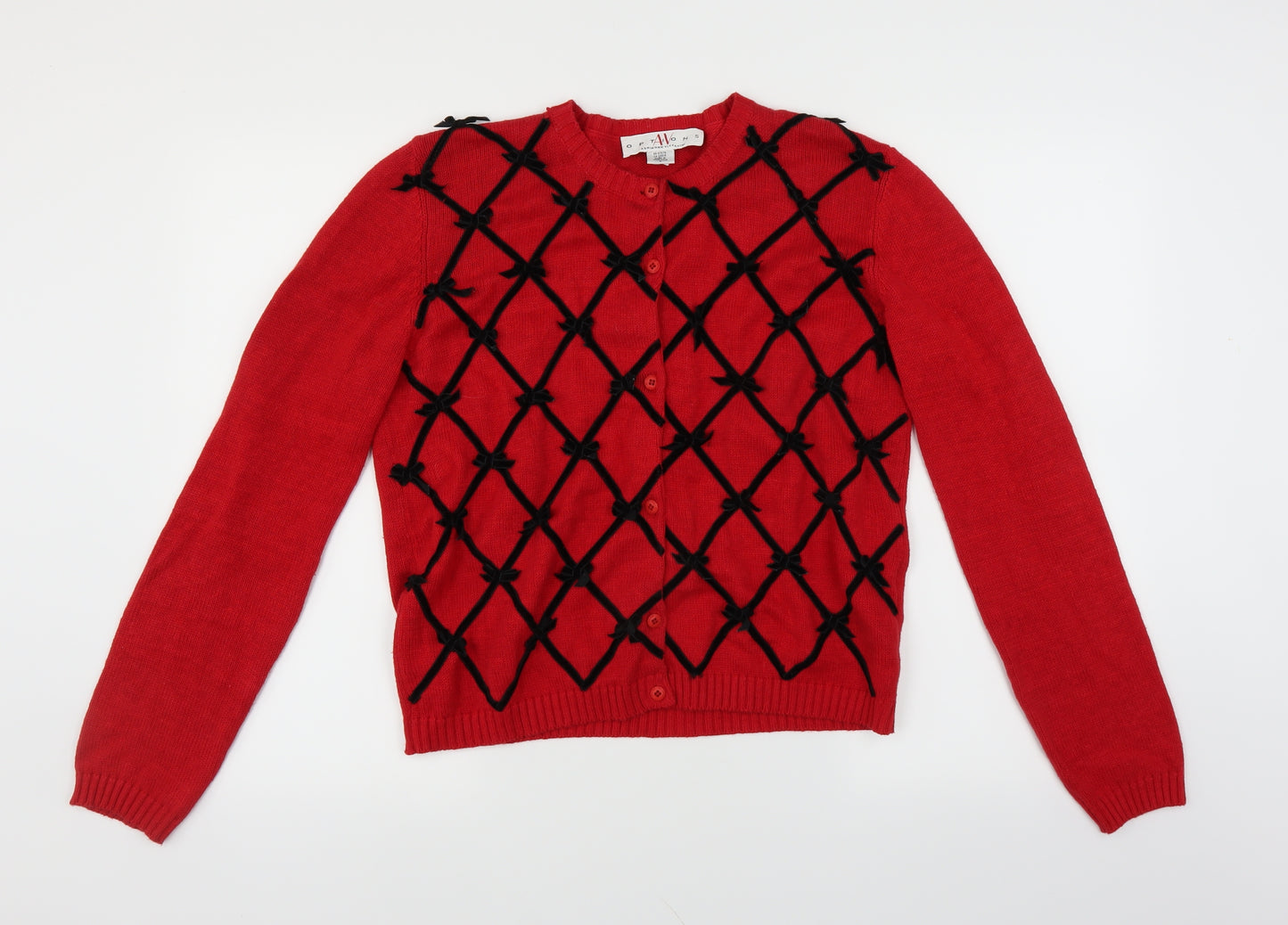 Adrienne Vittadini Womens Red   Cardigan Jumper Size S
