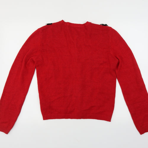 Adrienne Vittadini Womens Red   Cardigan Jumper Size S