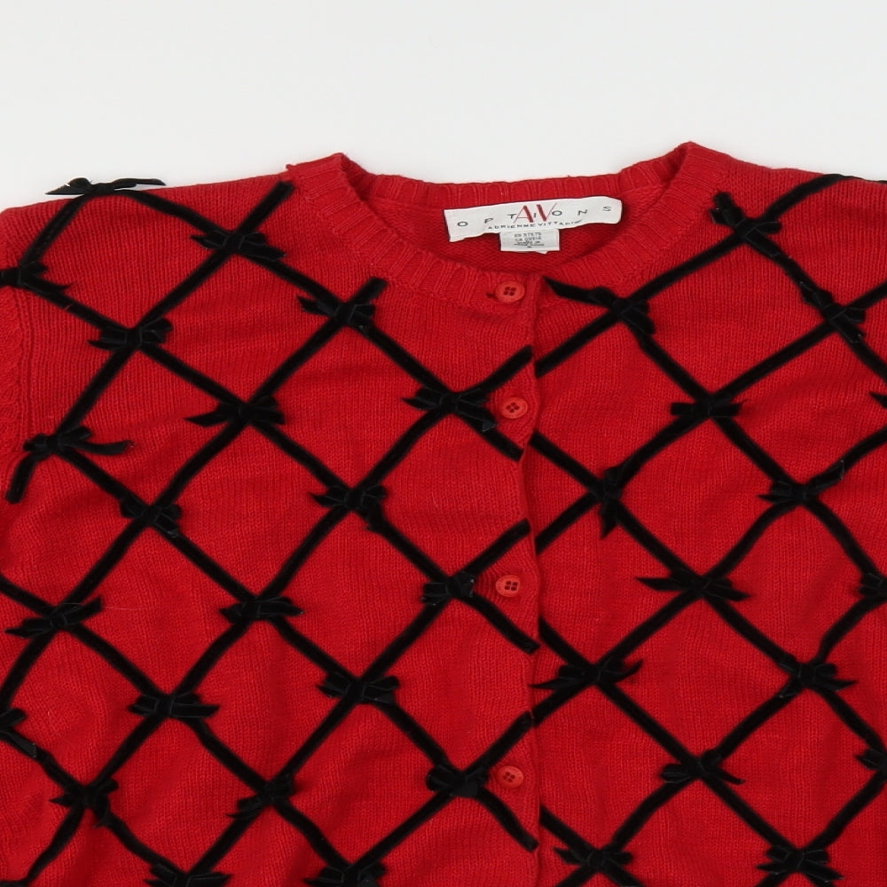 Adrienne Vittadini Womens Red   Cardigan Jumper Size S