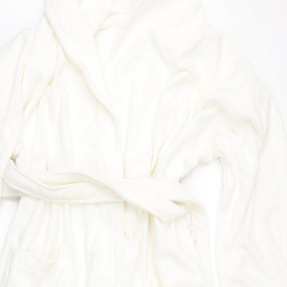 pick me ups Womens White Solid  Kimono Gown Size L