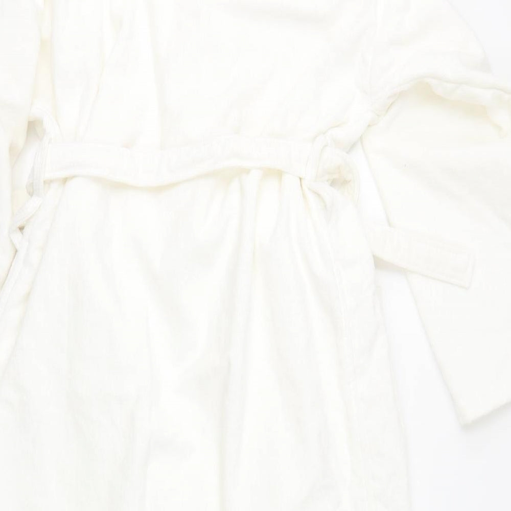 pick me ups Womens White Solid  Kimono Gown Size L