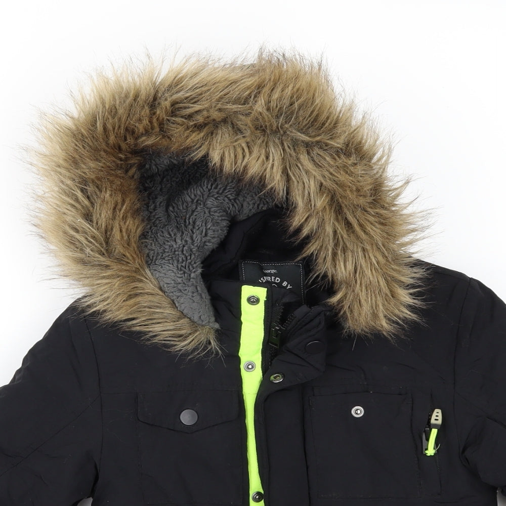 George Boys Black   Parka Jacket Size 5-6 Years