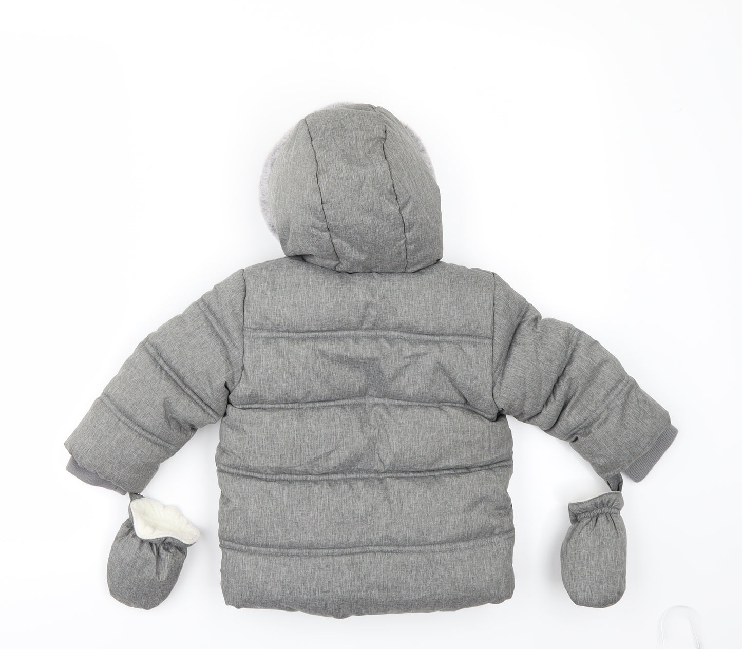 George Baby Grey   Anorak Coat Size 9-12 Months  - attached mittens