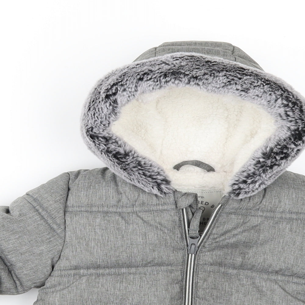George Baby Grey   Anorak Coat Size 9-12 Months  - attached mittens