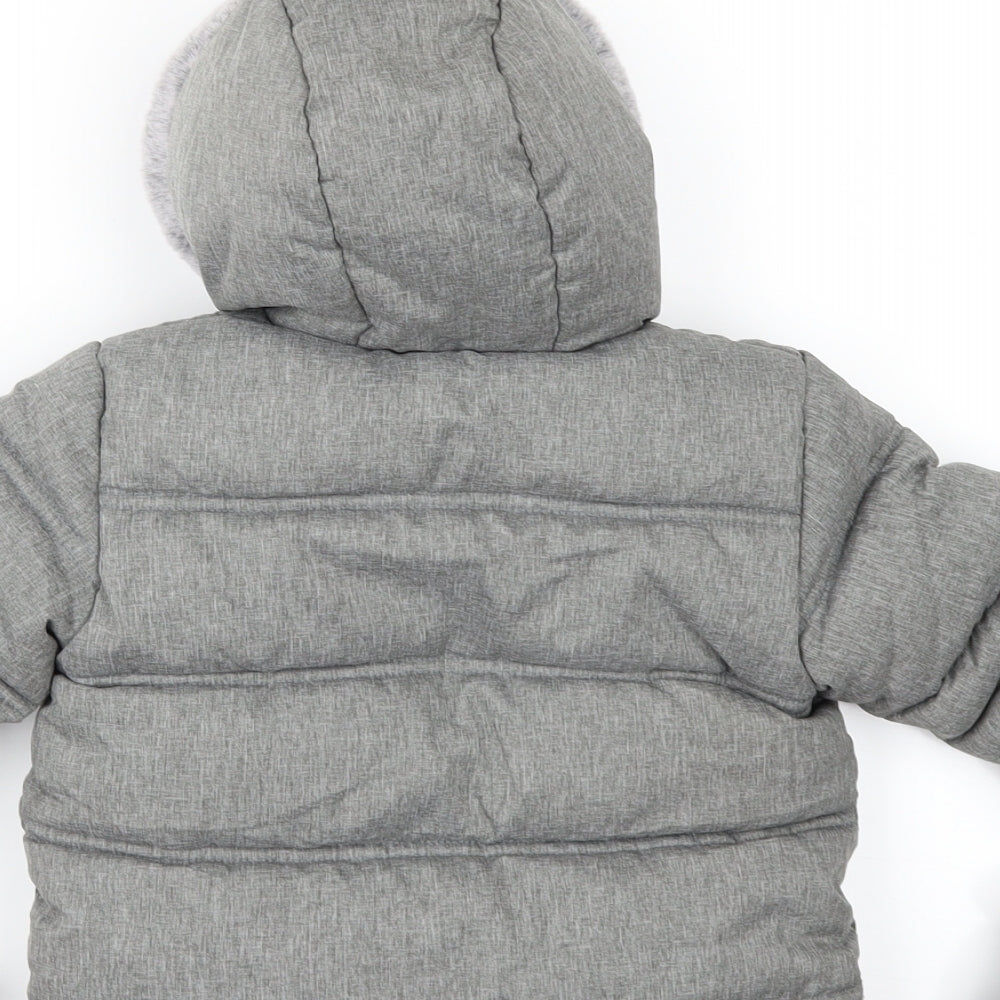 George Baby Grey   Anorak Coat Size 9-12 Months  - attached mittens