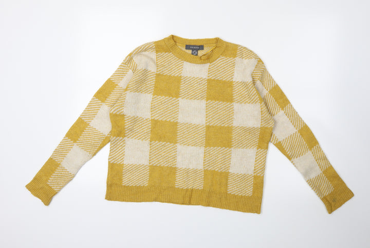 Primark Womens Yellow Check Knit Pullover Jumper Size 6