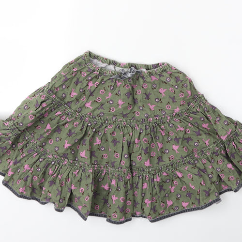 Mini Boden Girls Green Floral Corduroy Flare Skirt Size 7 Years