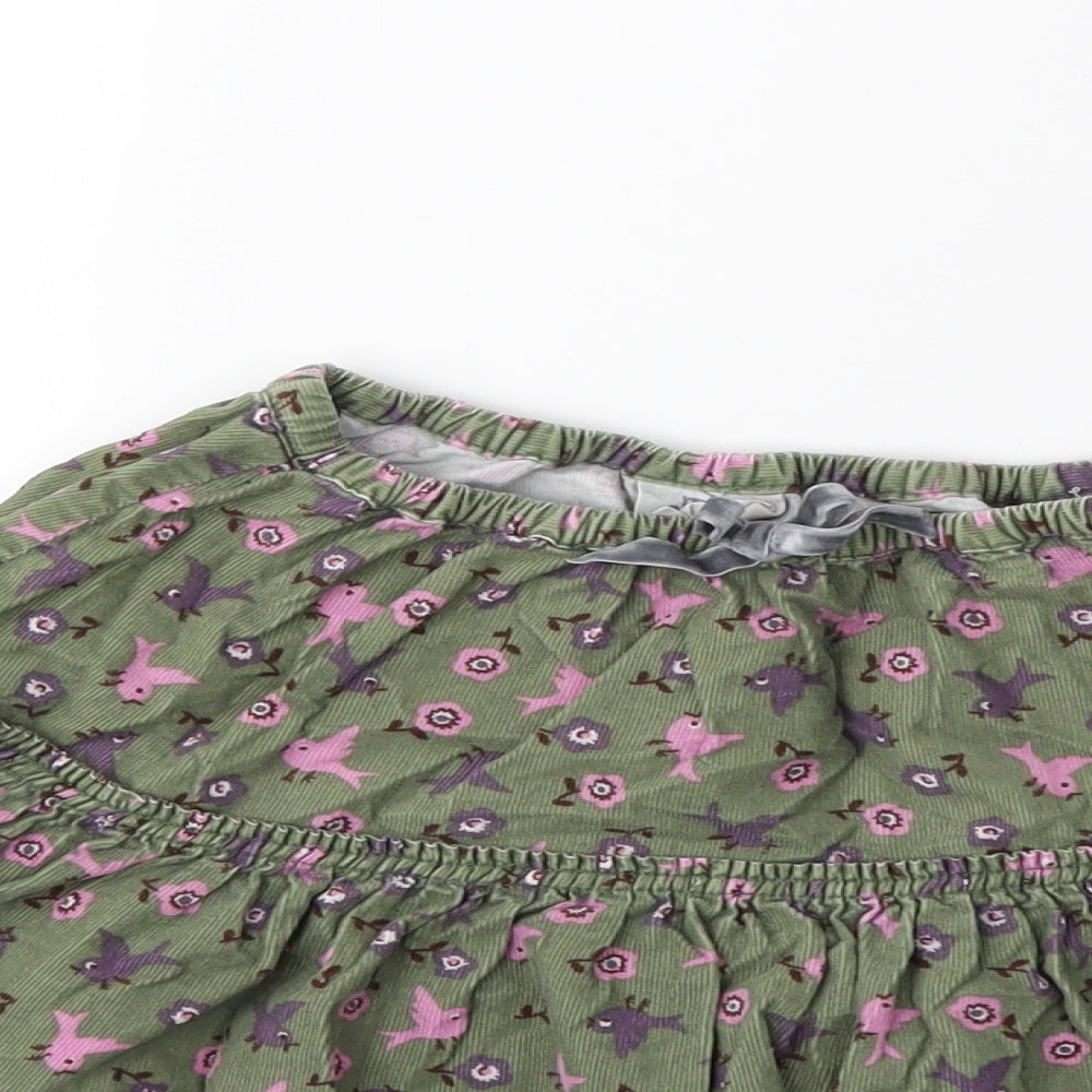 Mini Boden Girls Green Floral Corduroy Flare Skirt Size 7 Years