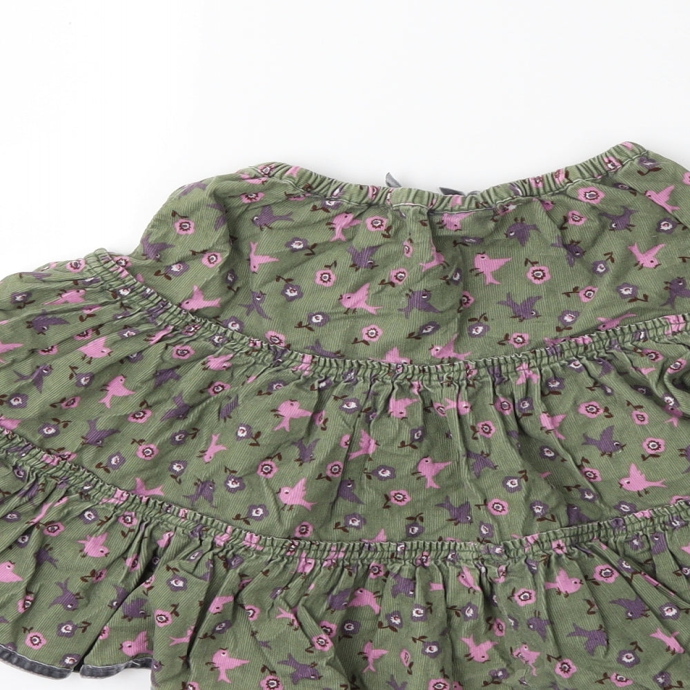 Mini Boden Girls Green Floral Corduroy Flare Skirt Size 7 Years