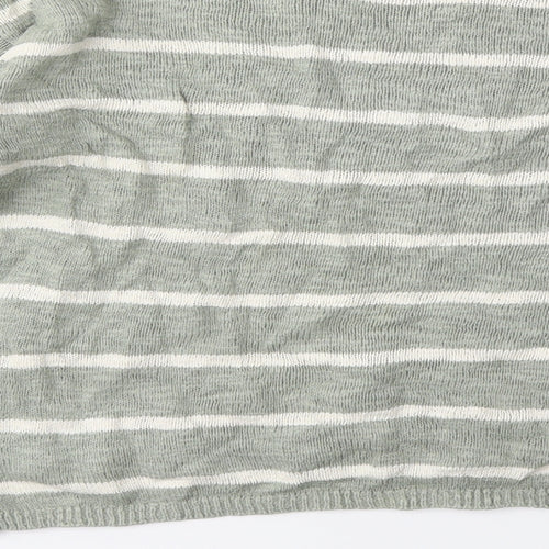 H&M Girls Green Striped Knit Pullover Jumper Size 11-12 Years
