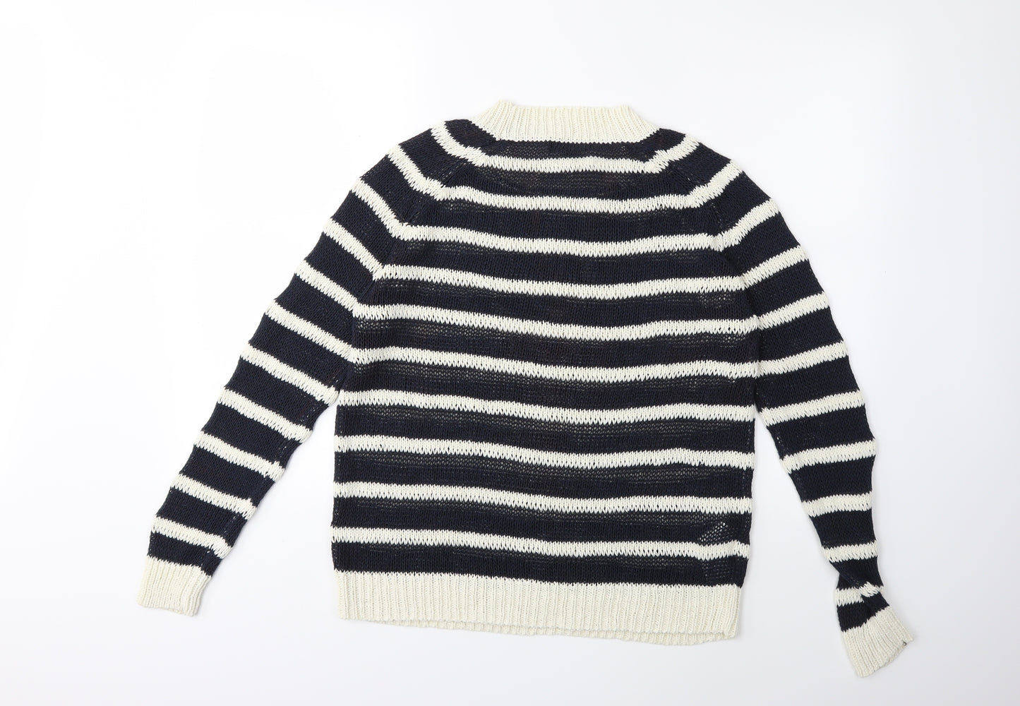 Mango Womens Blue Striped Knit Pullover Jumper Size L