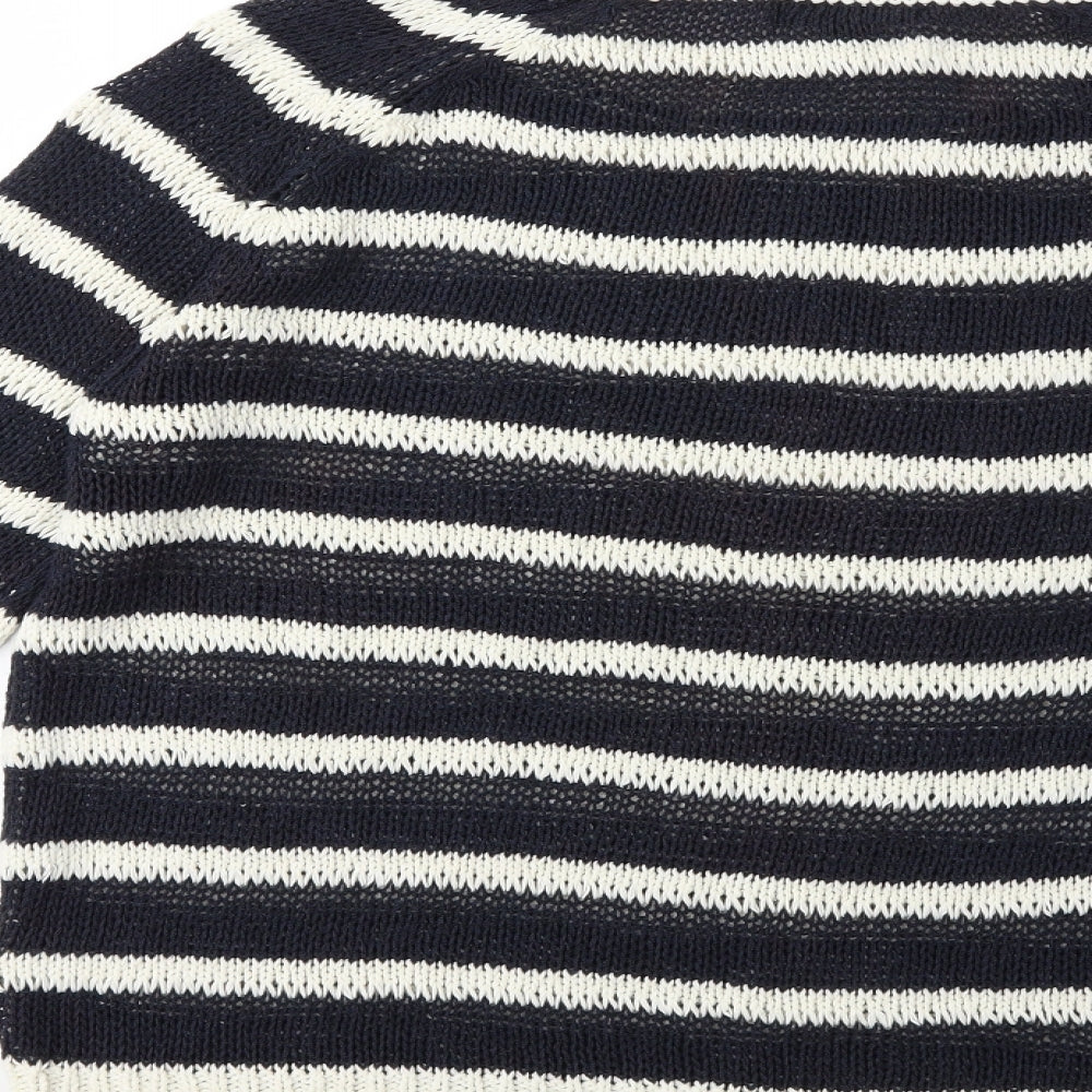 Mango Womens Blue Striped Knit Pullover Jumper Size L
