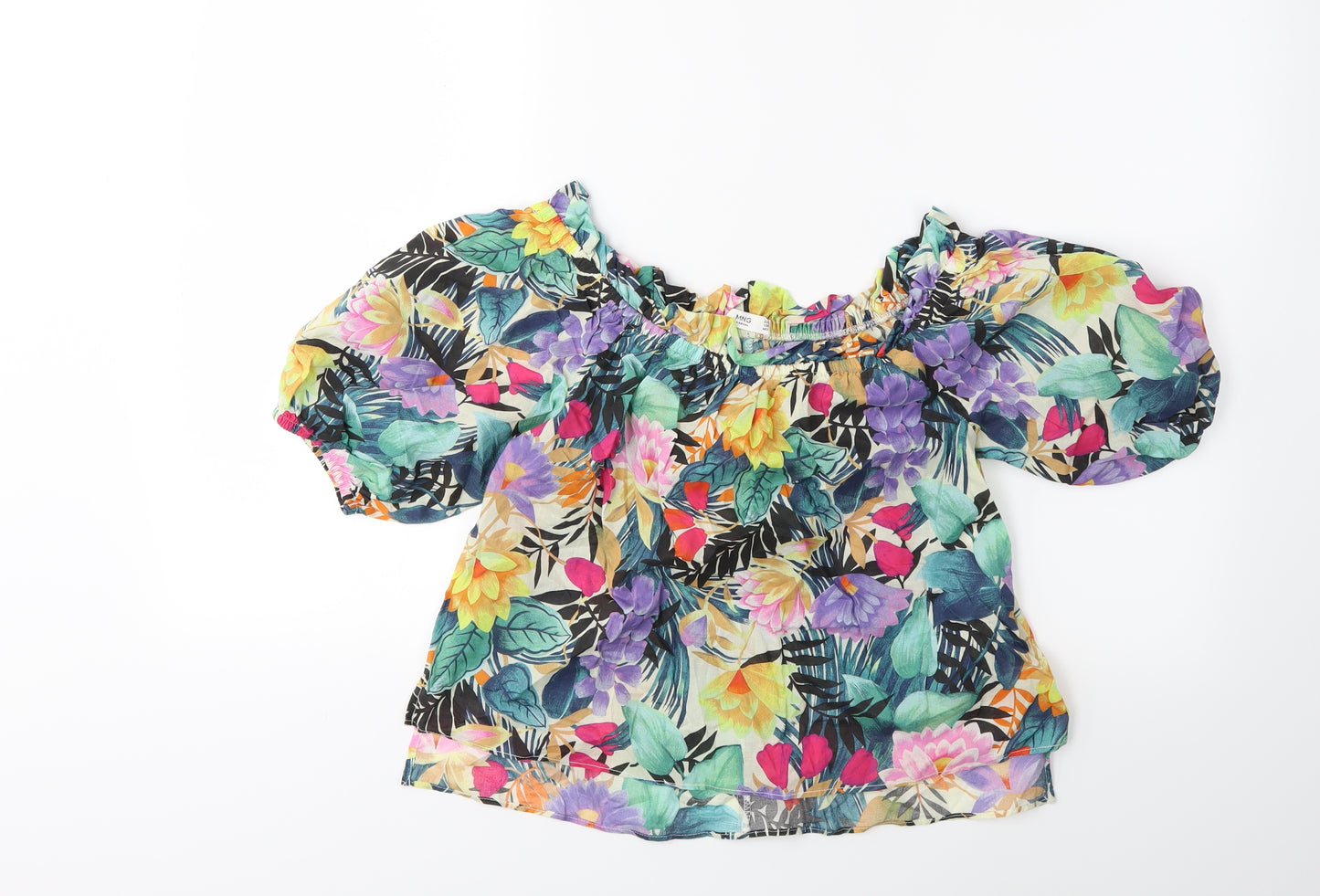 Mango Womens Pink Floral  Basic Blouse Size M
