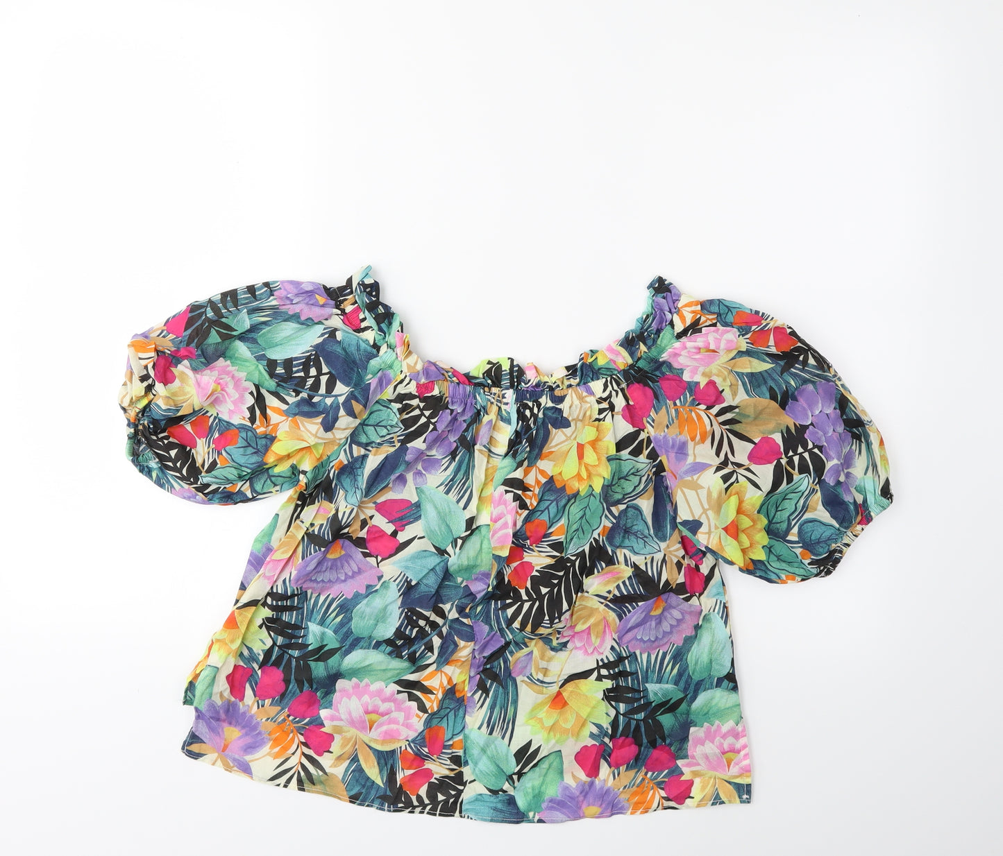 Mango Womens Pink Floral  Basic Blouse Size M