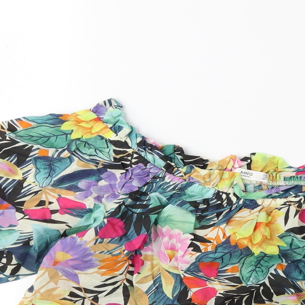 Mango Womens Pink Floral  Basic Blouse Size M