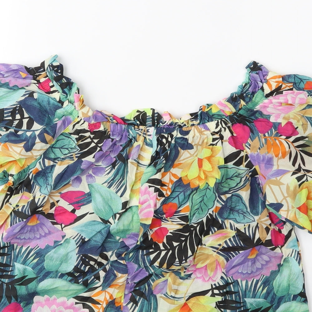 Mango Womens Pink Floral  Basic Blouse Size M