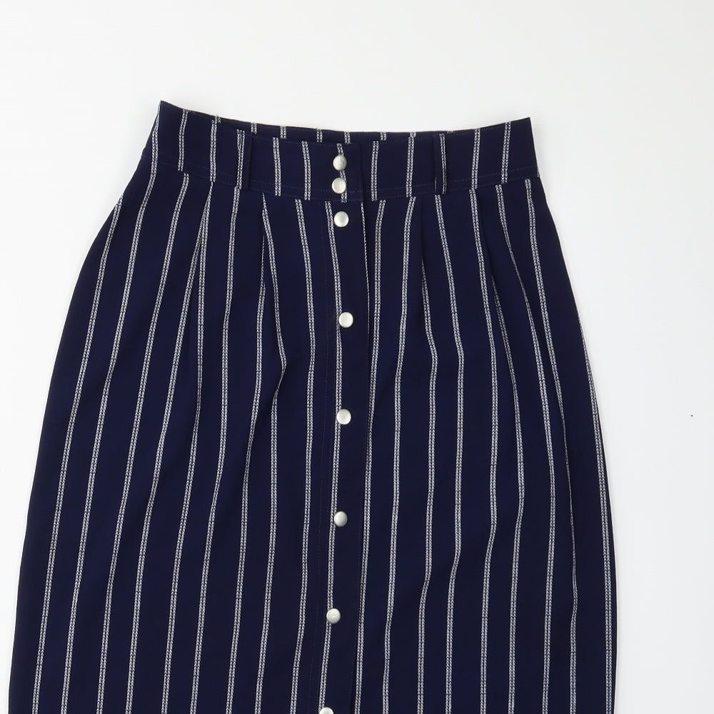 New Look Womens Blue Striped  A-Line Skirt Size 6