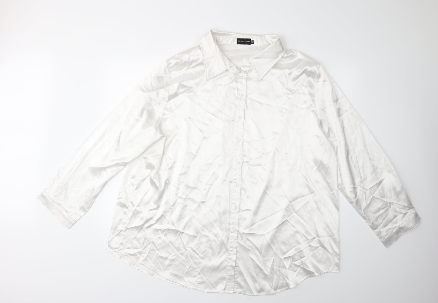 PRETTYLITTLETHING Womens White   Basic Button-Up Size 22
