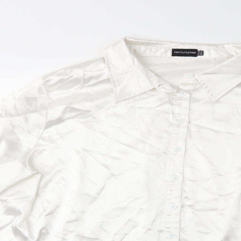 PRETTYLITTLETHING Womens White   Basic Button-Up Size 22