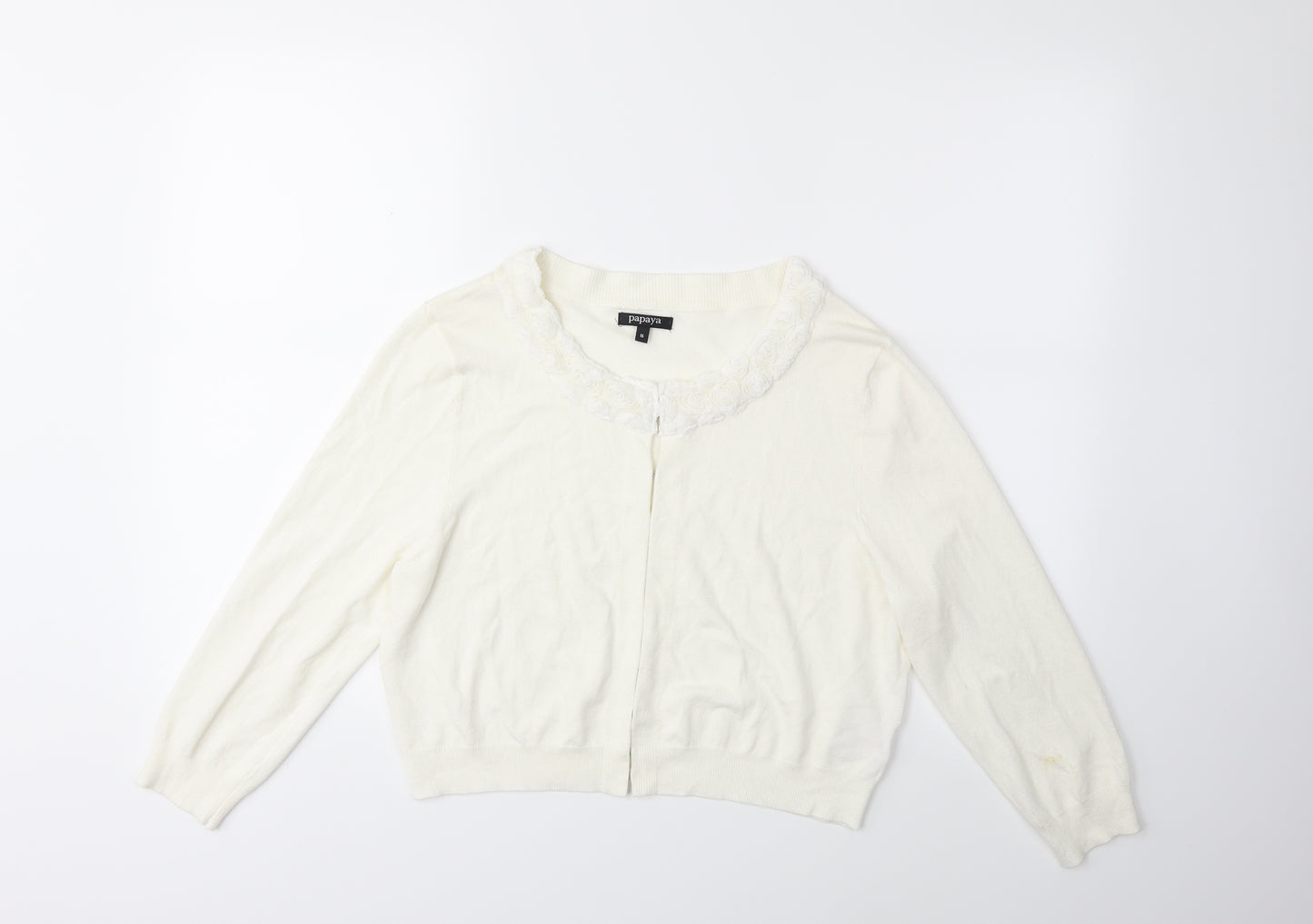 Papaya Womens White   Cardigan Jumper Size 16