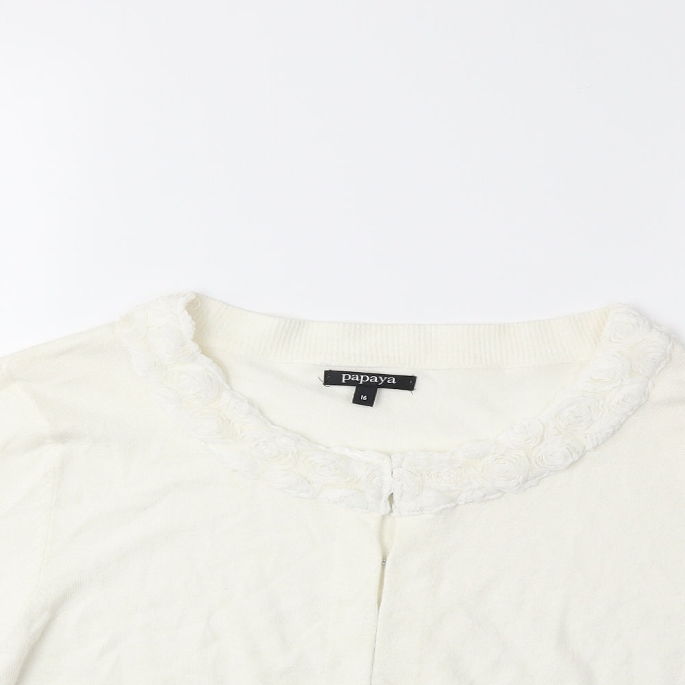 Papaya Womens White   Cardigan Jumper Size 16