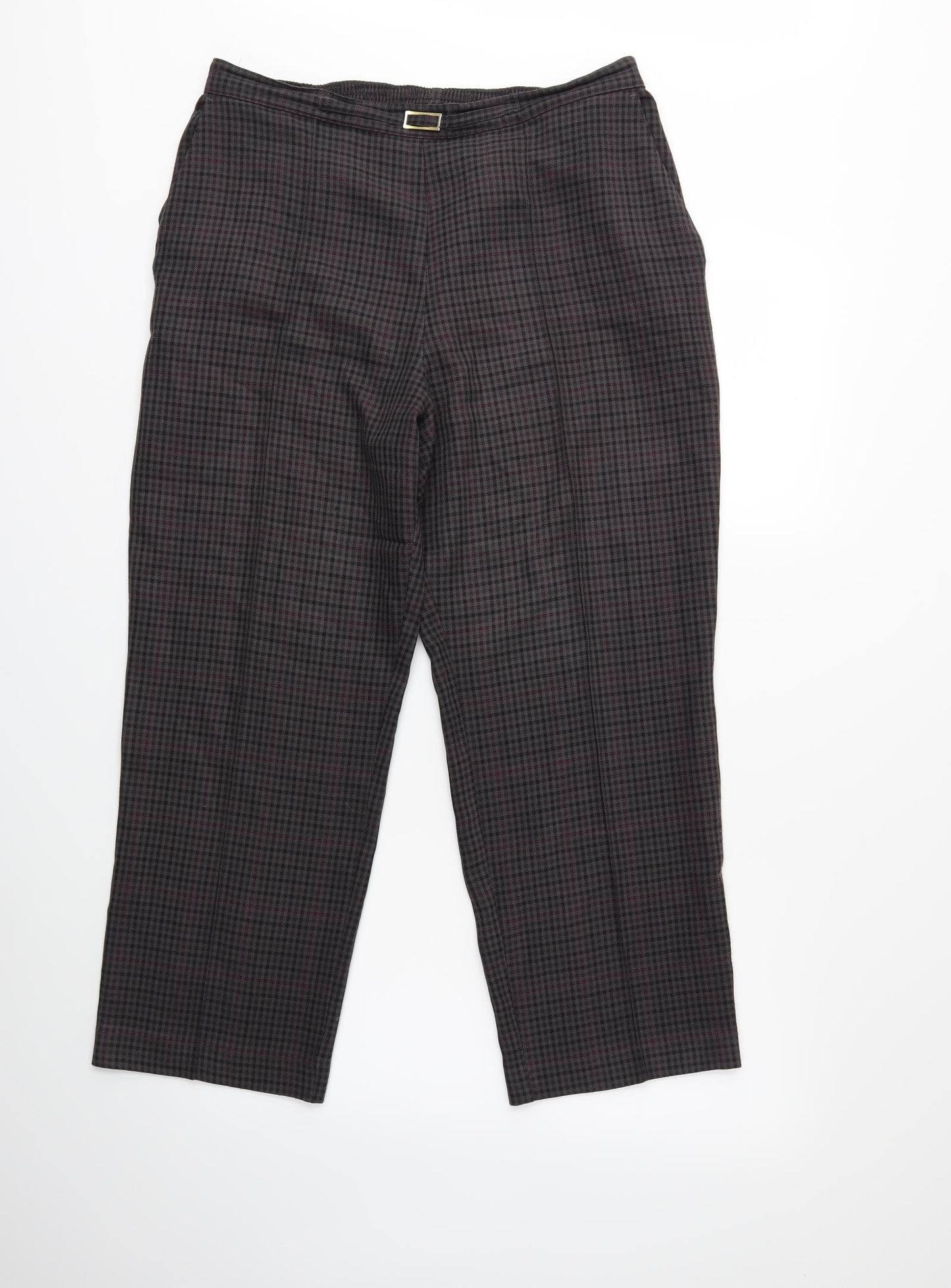 Marks and Spencer Womens Grey Check  Trousers  Size 16 L25 in